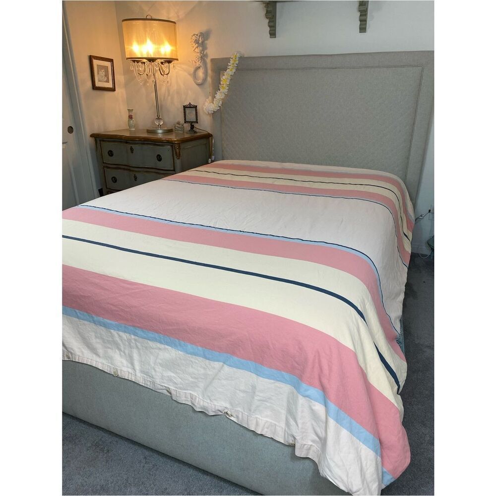 Calvin Klein Pink, Light Blue & Cream Striped Duvet Cover Surfs up